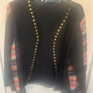 Black Jacket with Serepe Stripes and Gold Accents